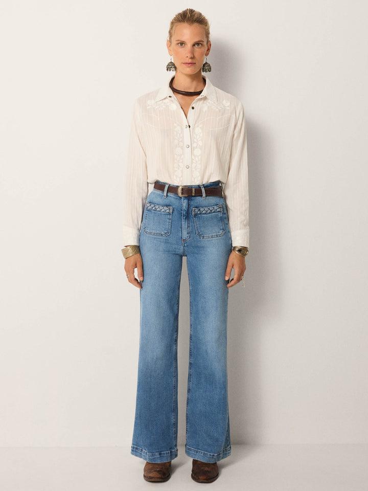 MAISON HOTEL Pantaloni donna Giuletta Light Blue Denim