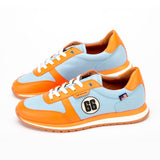 CLM Sneakers uomo 66 in pelle sky blue e orange 