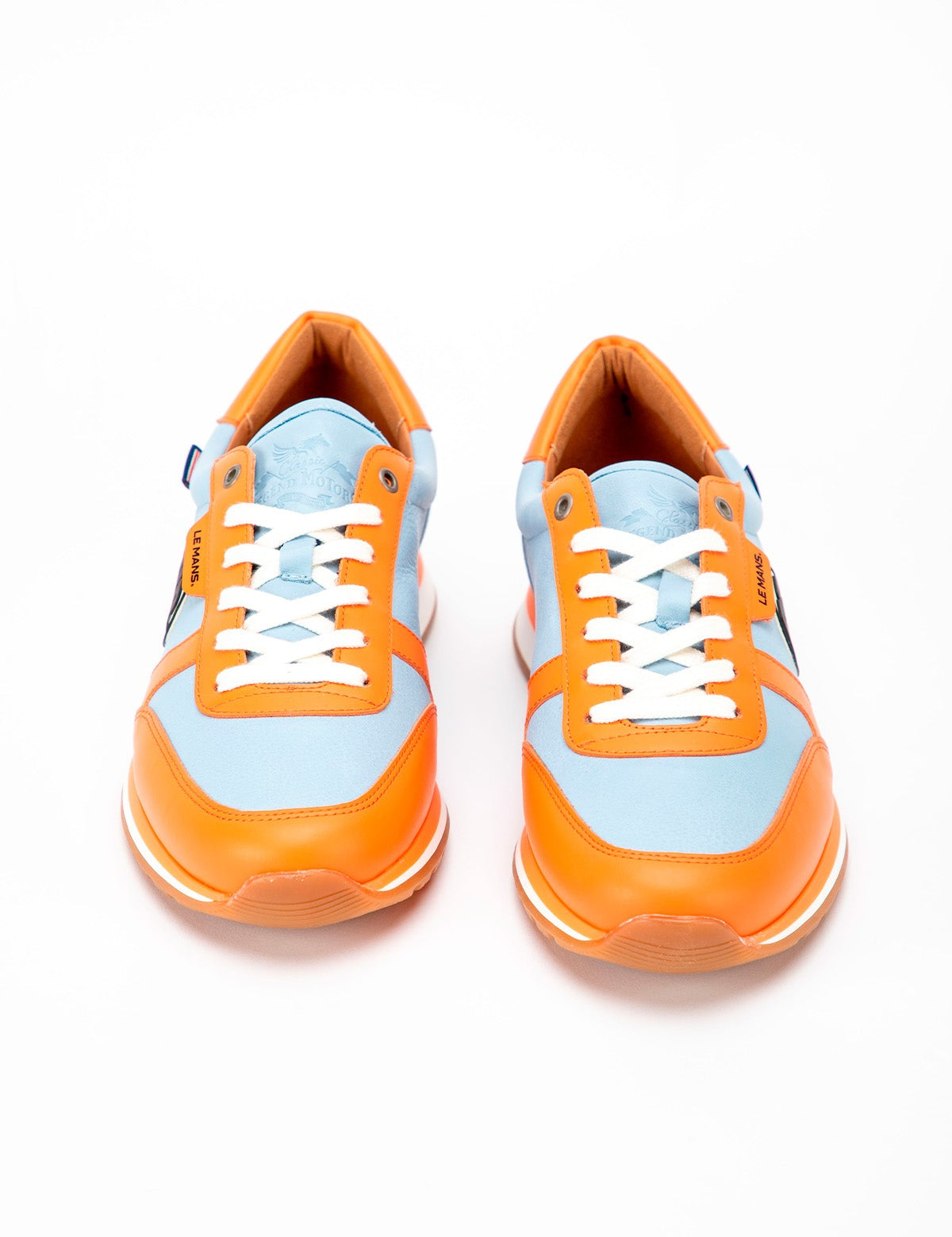 CLM Sneakers uomo 66 in pelle sky blue e orange 