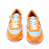 CLM Sneakers uomo 66 in pelle sky blue e orange 