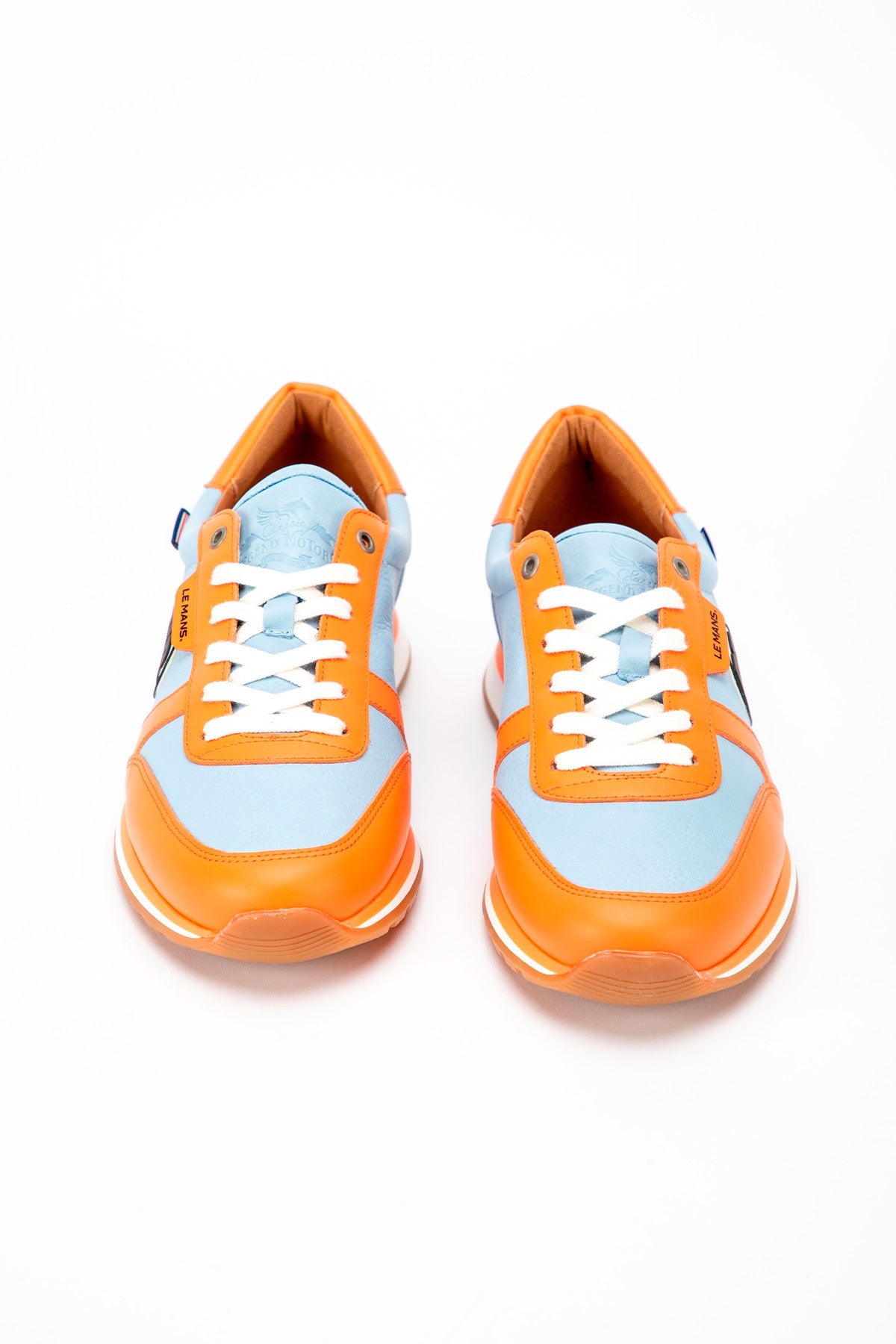 CLM Sneakers uomo 66 in pelle sky blue e orange 