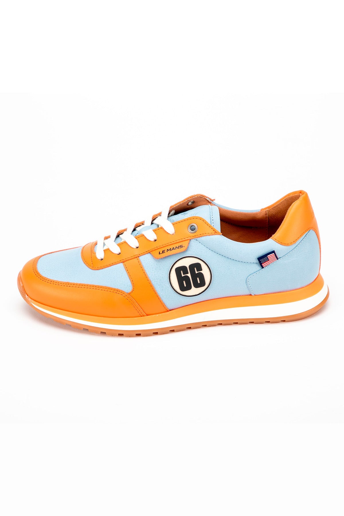 CLM Sneakers uomo 66 in pelle sky blue e orange 