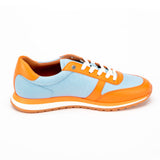 CLM Sneakers uomo 66 in pelle sky blue e orange 