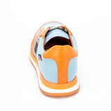 CLM Sneakers uomo 66 in pelle sky blue e orange 