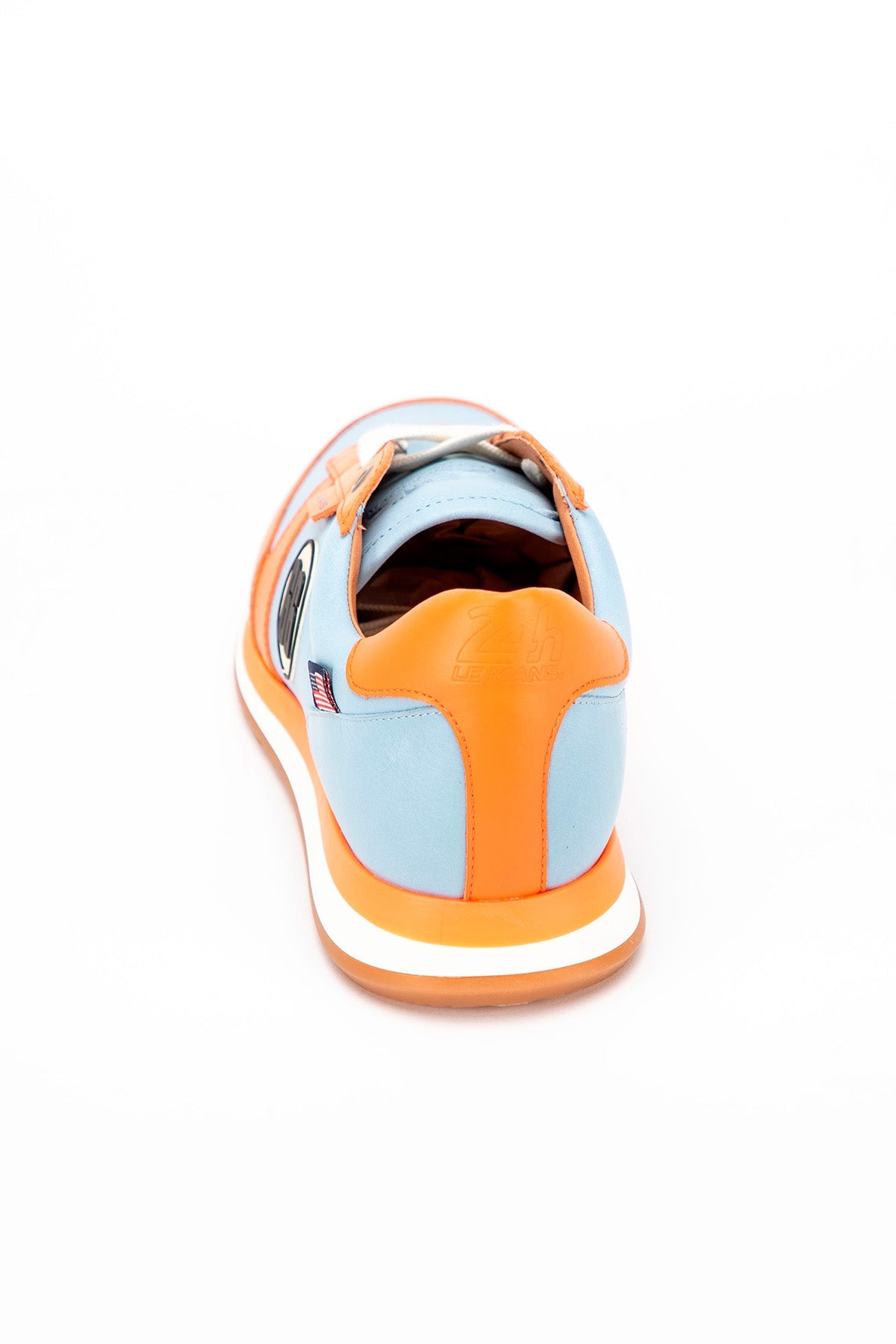 CLM Sneakers uomo 66 in pelle sky blue e orange 