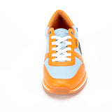 CLM Sneakers uomo 66 in pelle sky blue e orange 