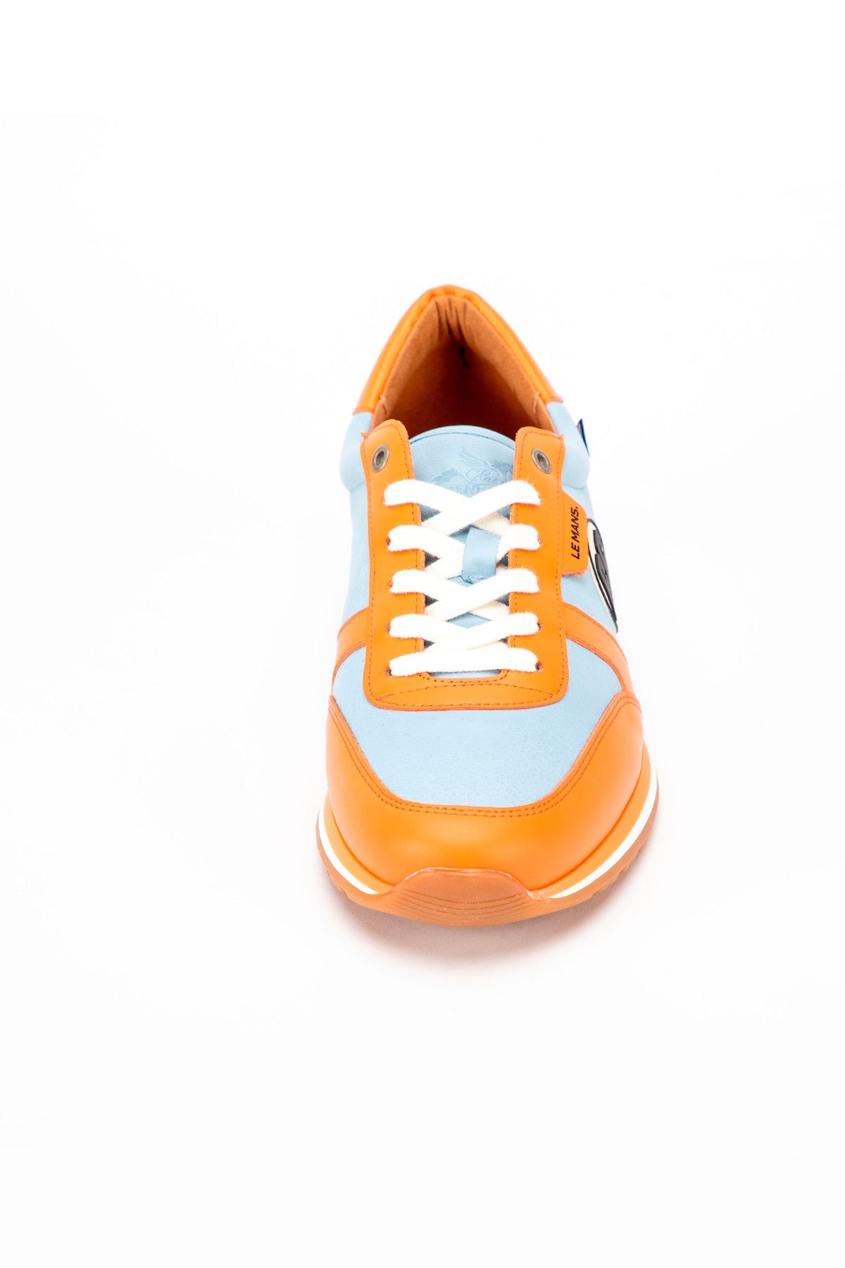 CLM Sneakers uomo 66 in pelle sky blue e orange 