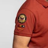 DAYTONA 73 Polo manica corta in cotone piqué con patch ruggine 