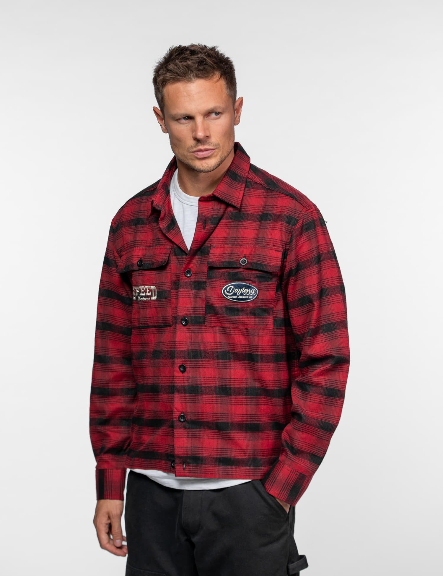 DAYTONA 73 Camicia uomo Ketchum rossa a quadri in flanella 