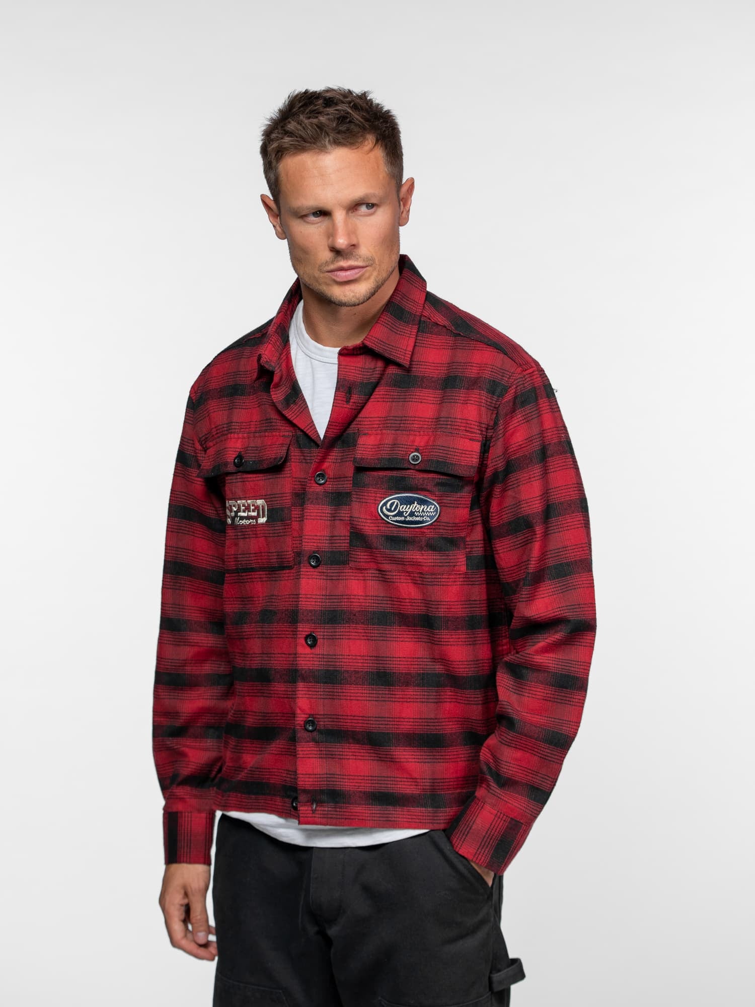 DAYTONA 73 Camicia uomo Ketchum rossa a quadri in flanella 