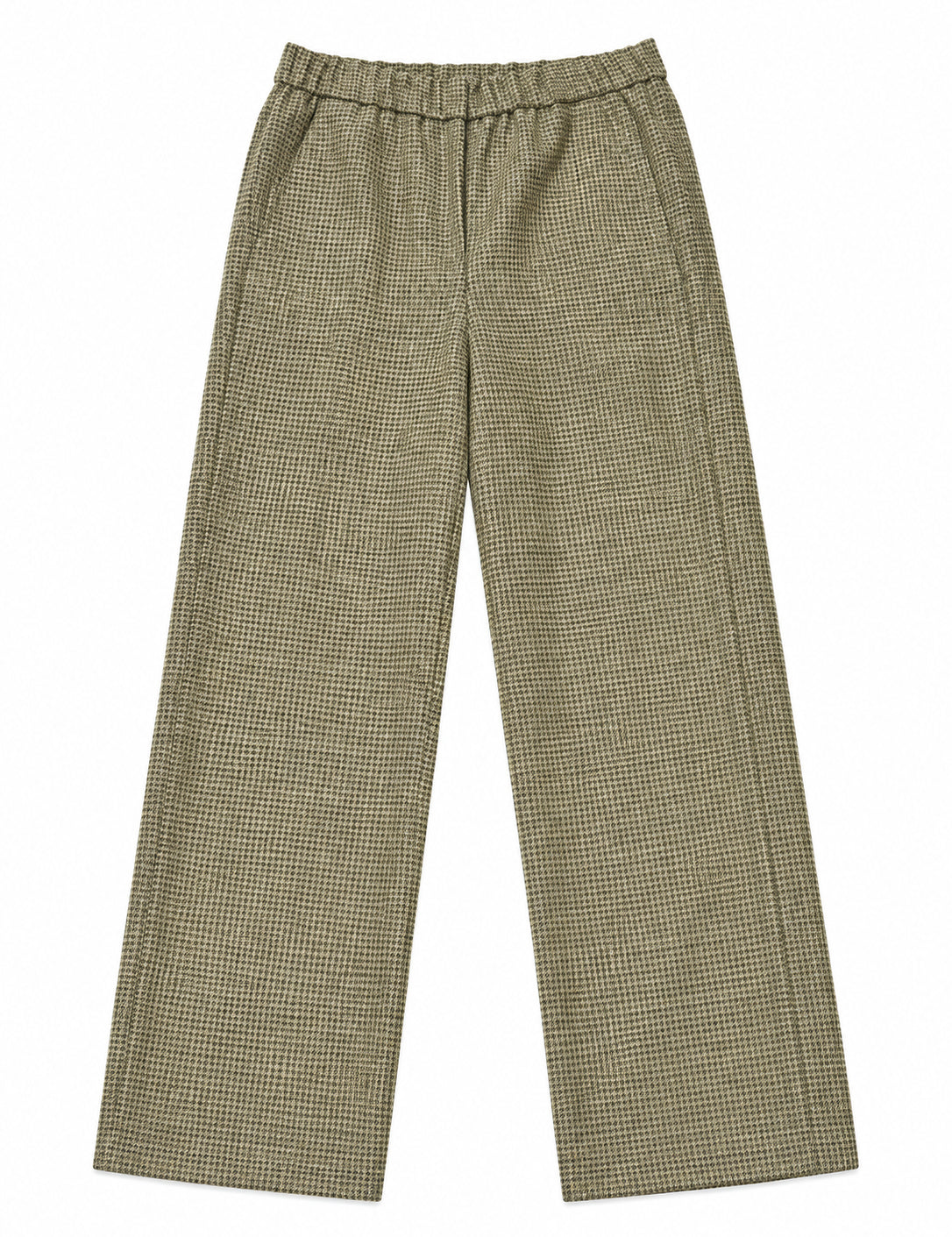 DIEGA PARIS Pantaloni Pantero kaki in misto lana pied de poule 