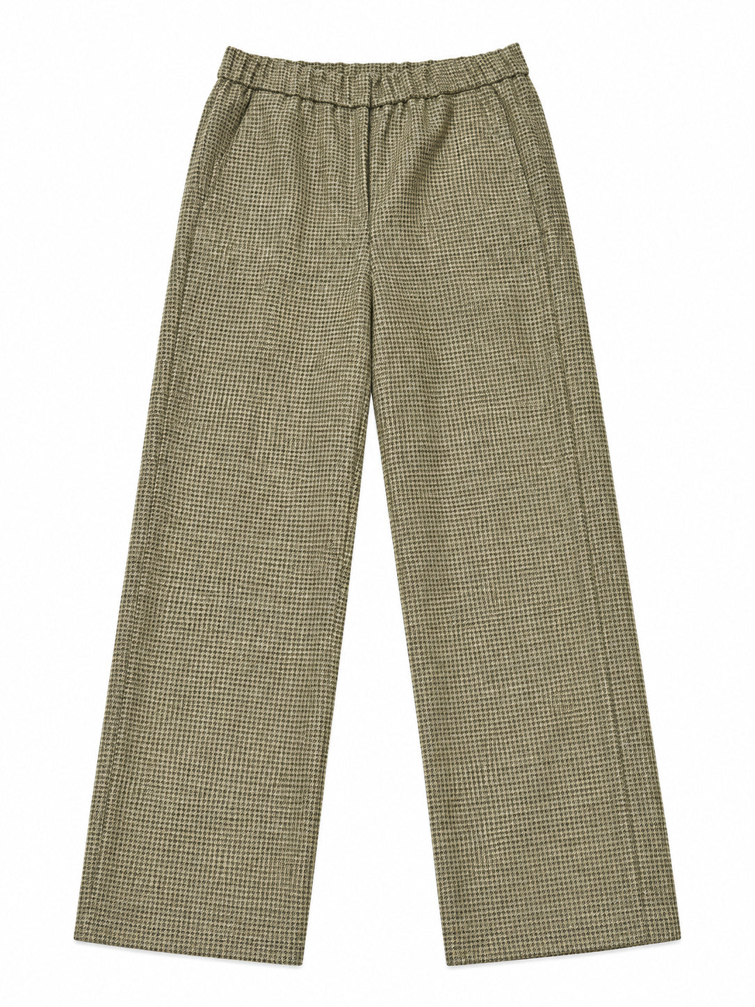 DIEGA PARIS Pantaloni Pantero kaki in misto lana pied de poule 