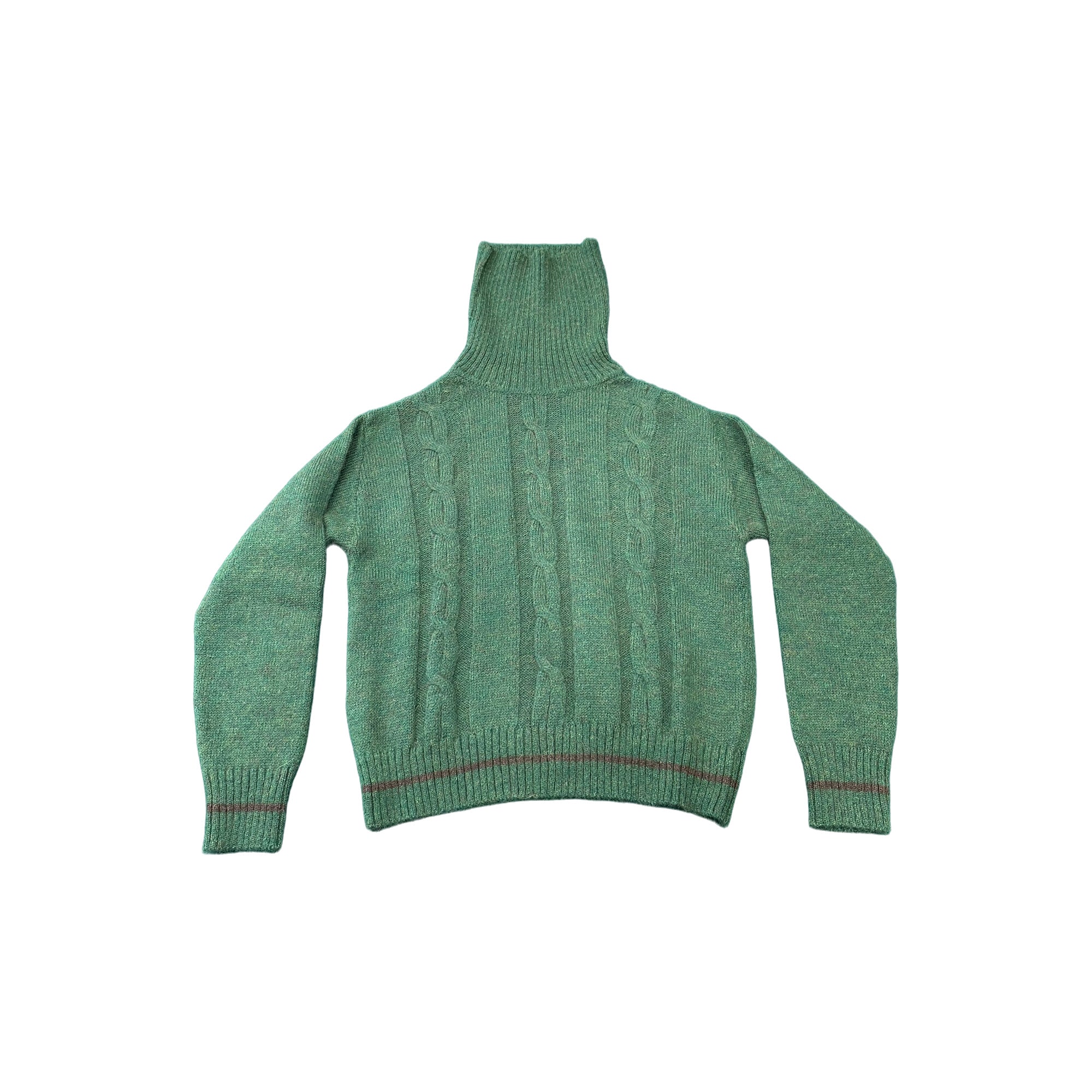 DIEGA PARIS Maglione Pevo verde in misto alpaca a collo alto 