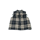 DIEGA PARIS Gilet Varsito noirbleu in misto lana tartan 