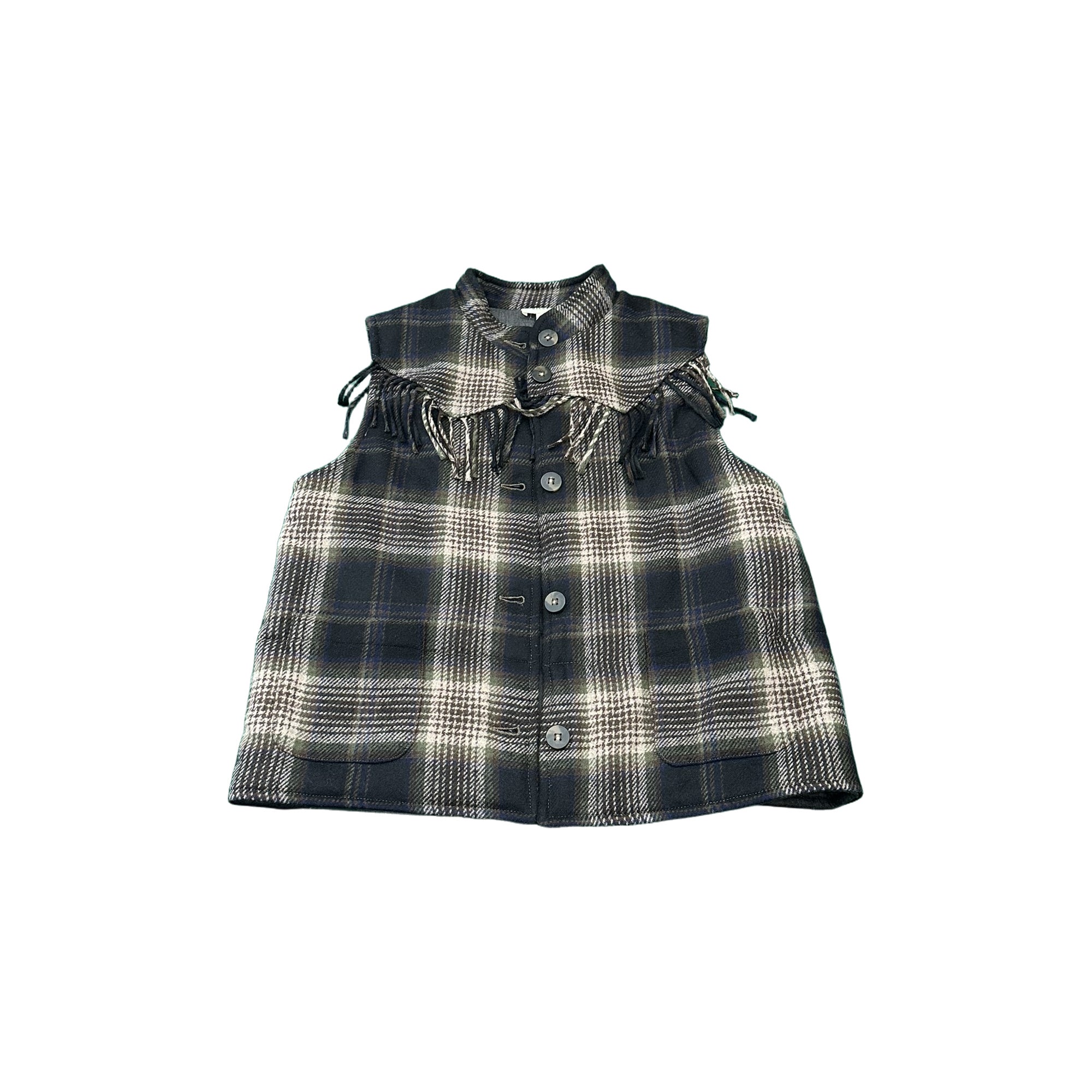 DIEGA PARIS Gilet Varsito noirbleu in misto lana tartan 