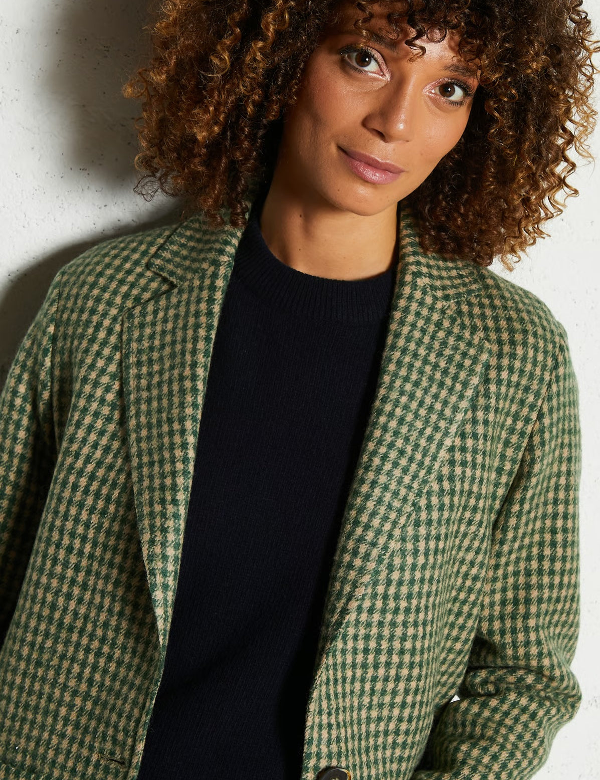 DIEGA PARIS Blazer donna Virato verde in lana a quadri 