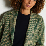 DIEGA PARIS Blazer donna Virato verde in lana a quadri 