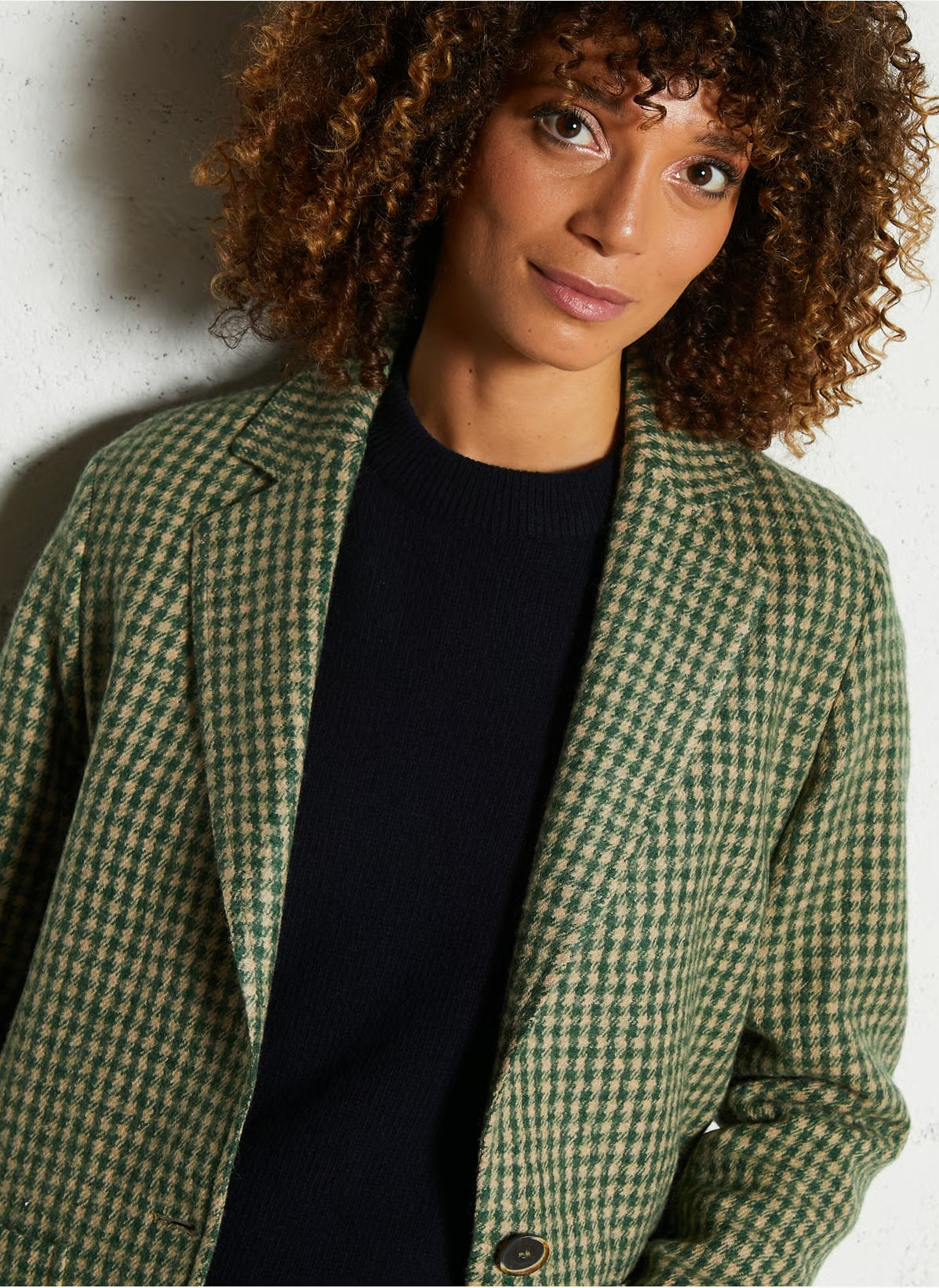 DIEGA PARIS Blazer donna Virato verde in lana a quadri 