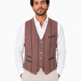 GARRY'S EARTH Gilet uomo Club House in cotone e lino a righe 