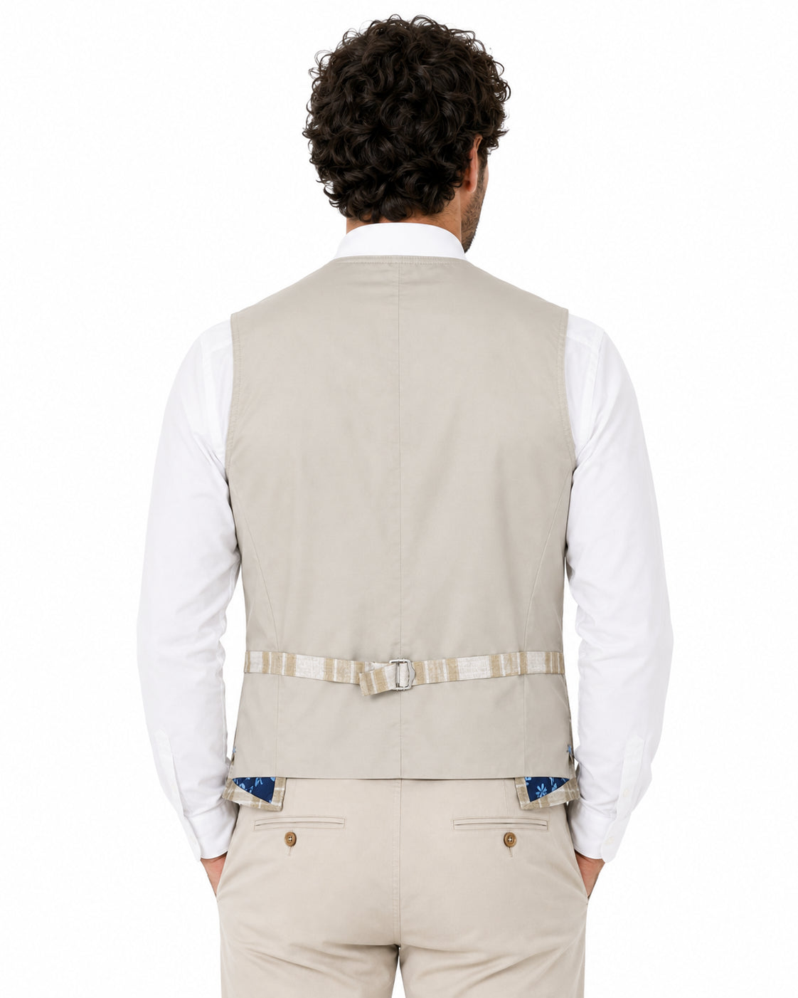 GARRY'S EARTH Gilet uomo Cottage in cotone e lino tartan beige 