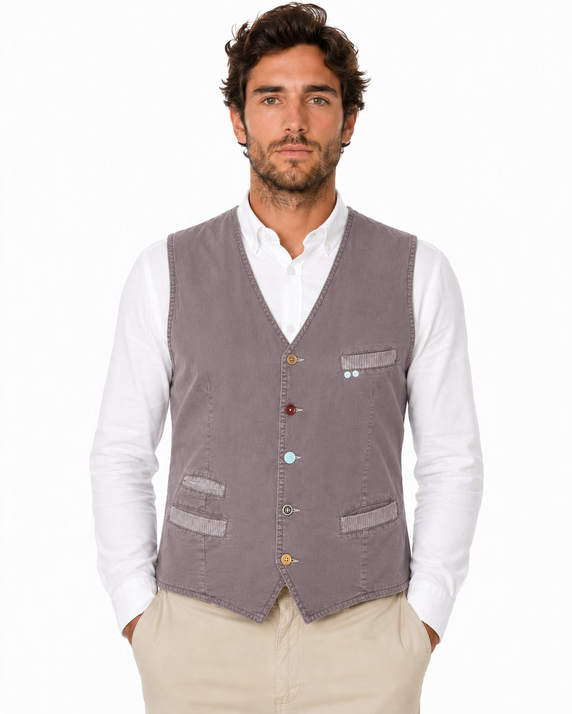 GARRY'S EARTH Gilet uomo Sierra in cotone beige 