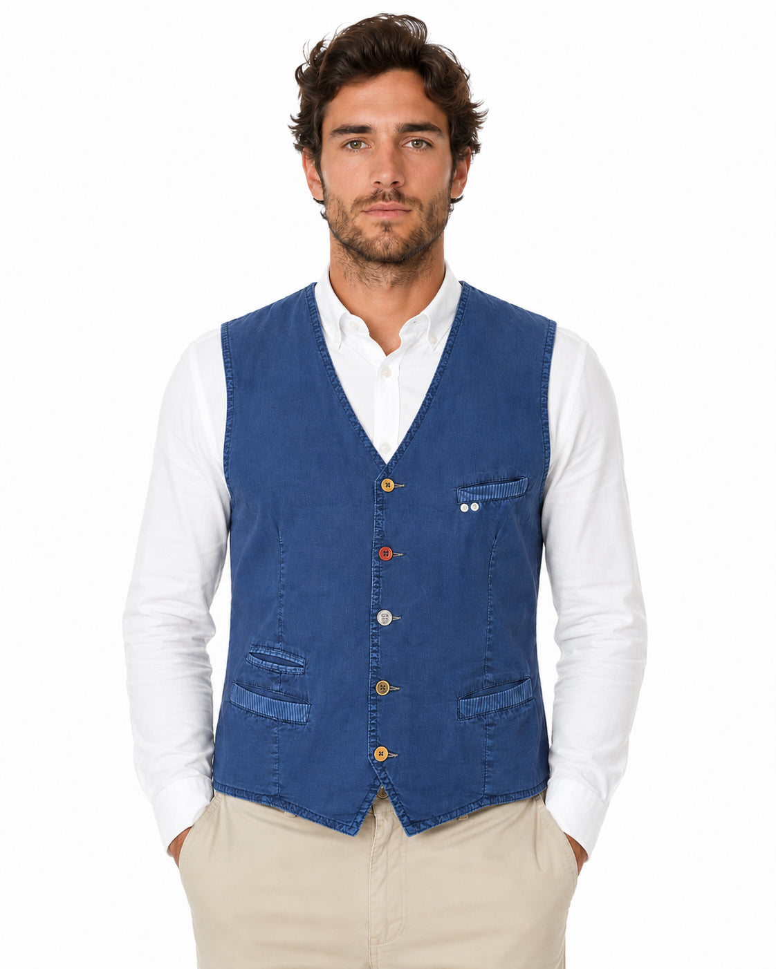 GARRY'S EARTH Gilet uomo Sierra in cotone blu 