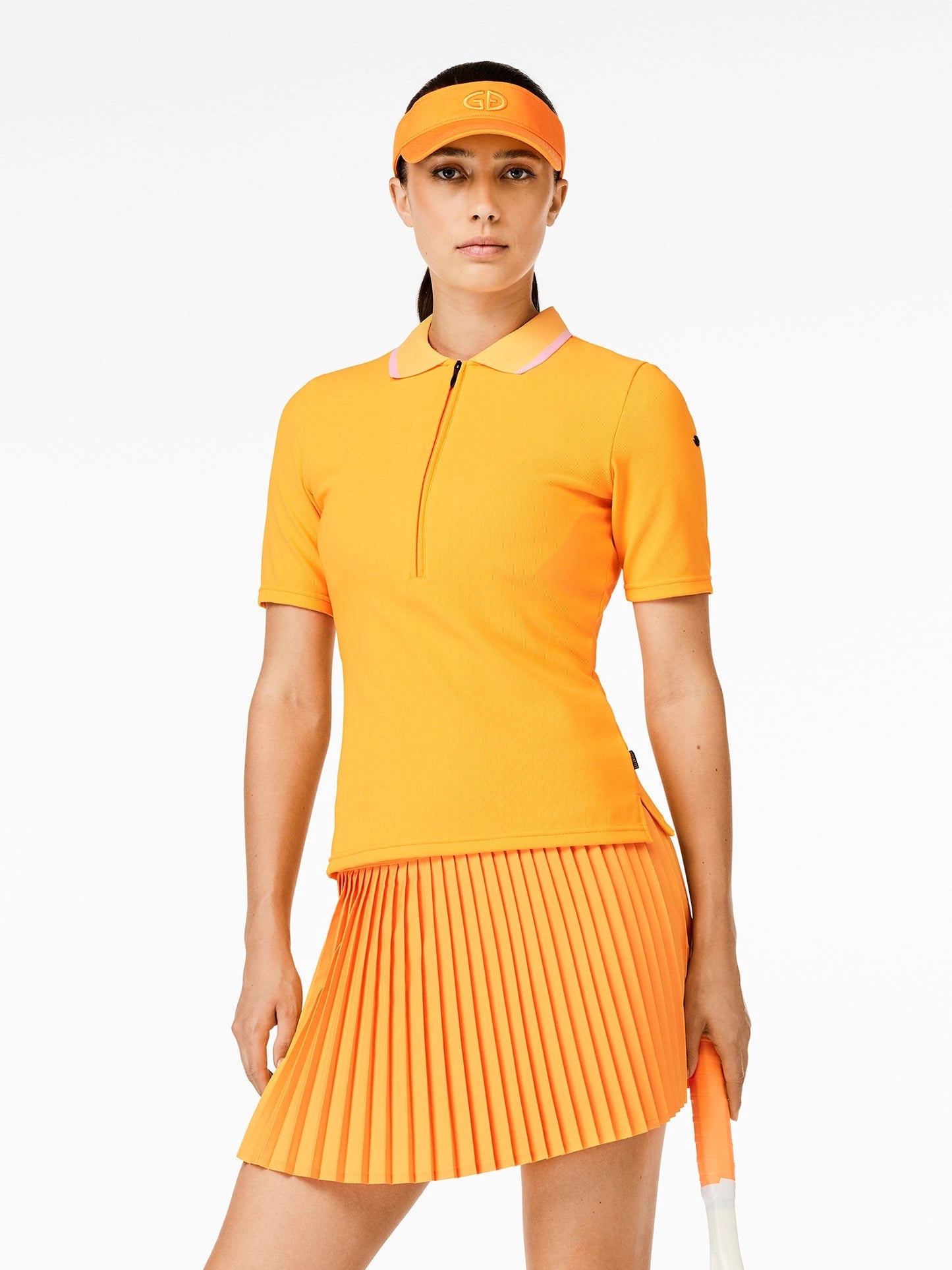 GOLDBERGH T-shirt donna Cassia papaya con zip e colletto polo 