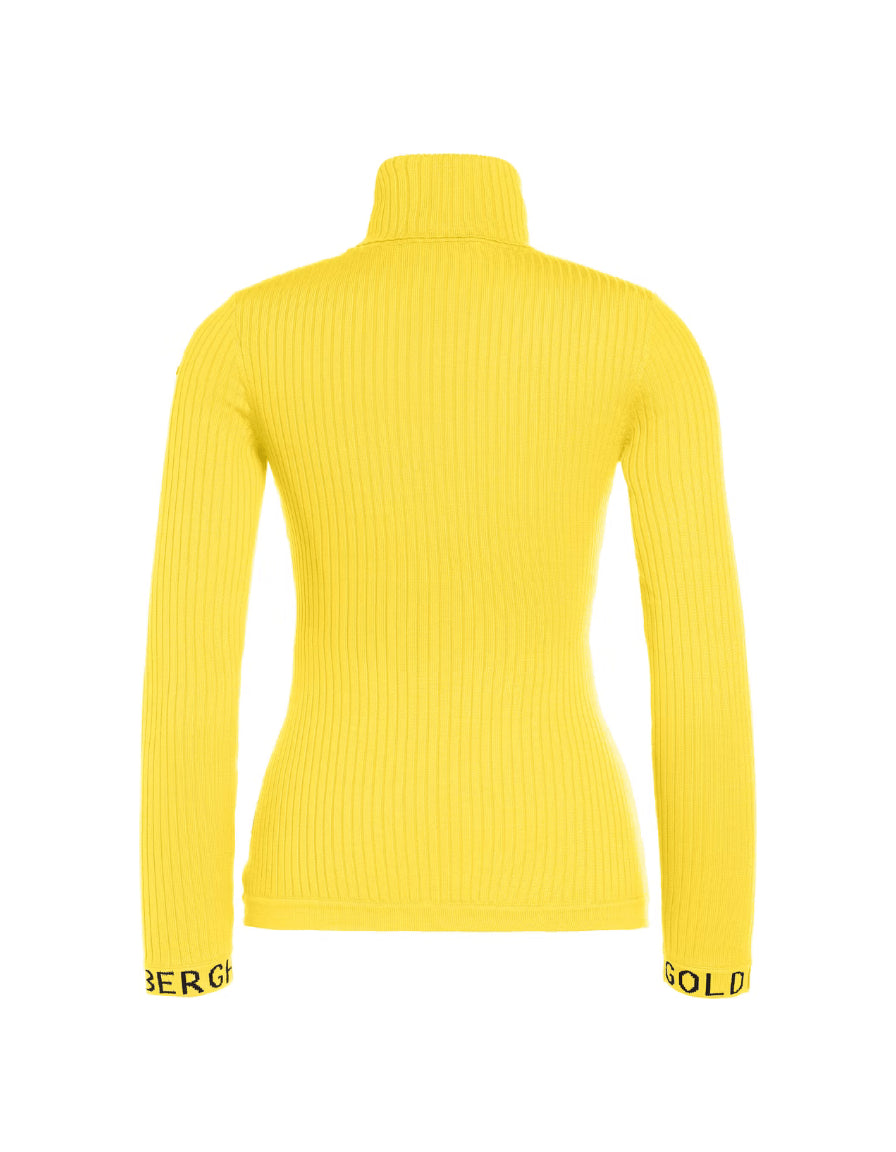 GOLDBERGH Maglia donna Mira collo alto a costine slim fit gialla 