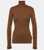 Maglia donna Mira collo alto a costine slim fit mocha