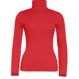 GOLDBERGH Maglia donna Mira collo alto a costine slim fit rossa 