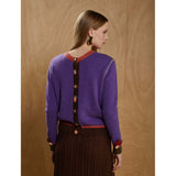 JEI'S Letizia Denaro Cardigan donna Mushrooms caffè e ametista in lana e alpaca 