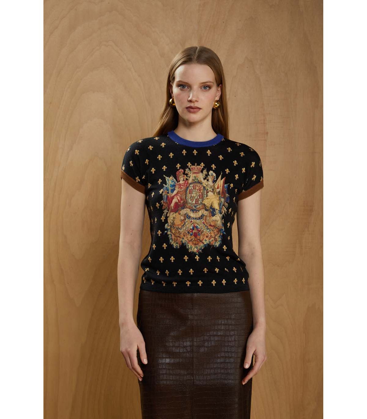JEI'S Letizia Denaro Twin set donna Saint Stemmi nero in lana merino extrafine 