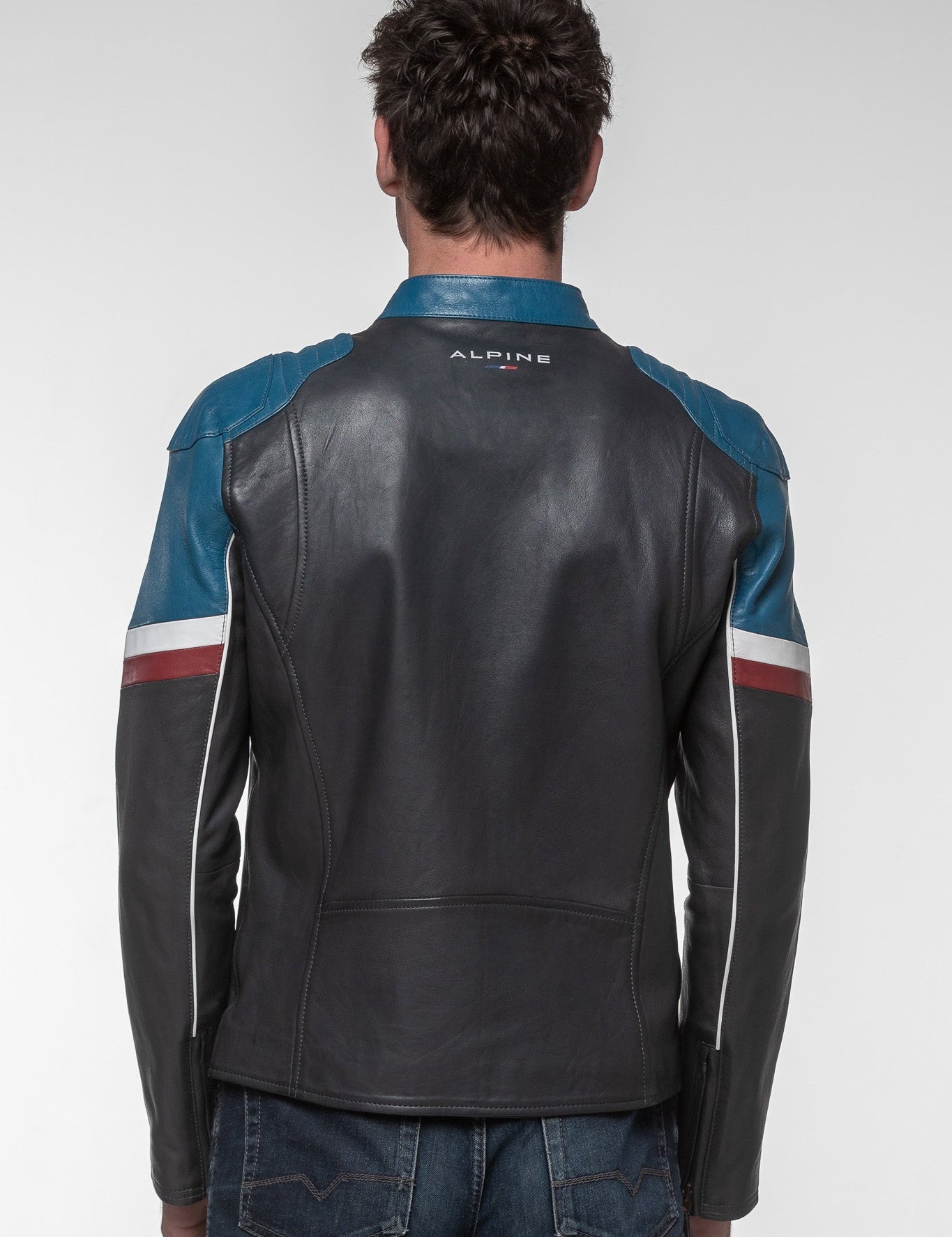 LE MANS Giacca uomo Alpine A424 in pelle blu navy 