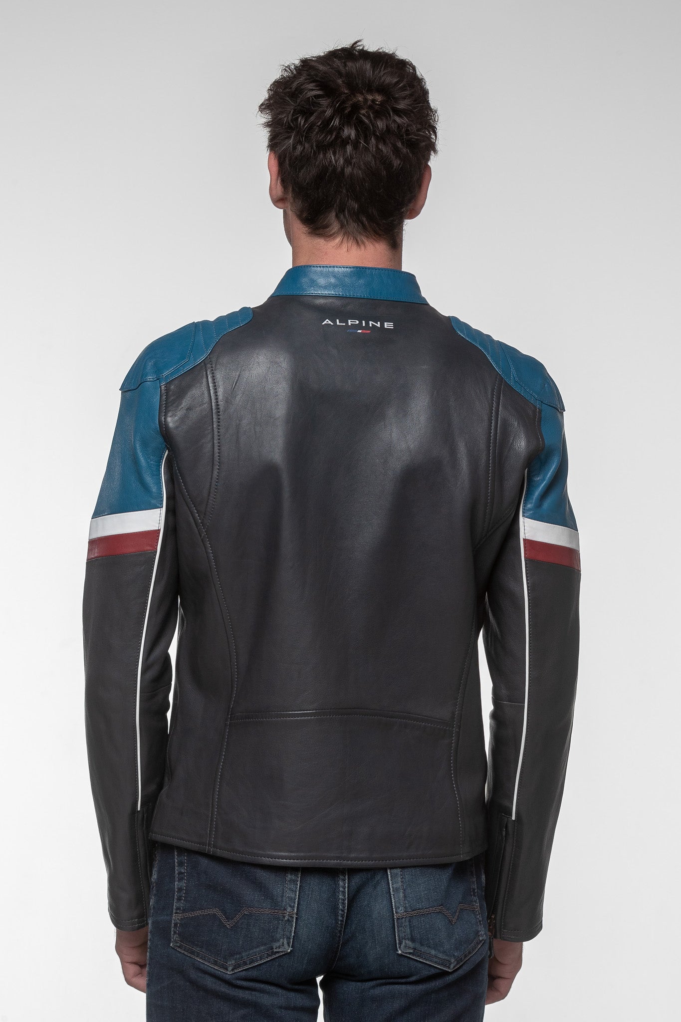 LE MANS Giacca uomo Alpine A424 in pelle blu navy 