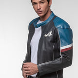 LE MANS Giacca uomo Alpine A424 in pelle blu navy 