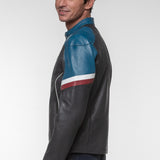 LE MANS Giacca uomo Alpine A424 in pelle blu navy 
