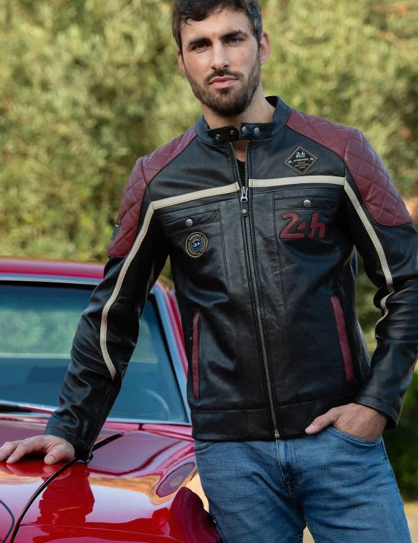 LE MANS Giacca uomo Lino Black in pelle di montone 