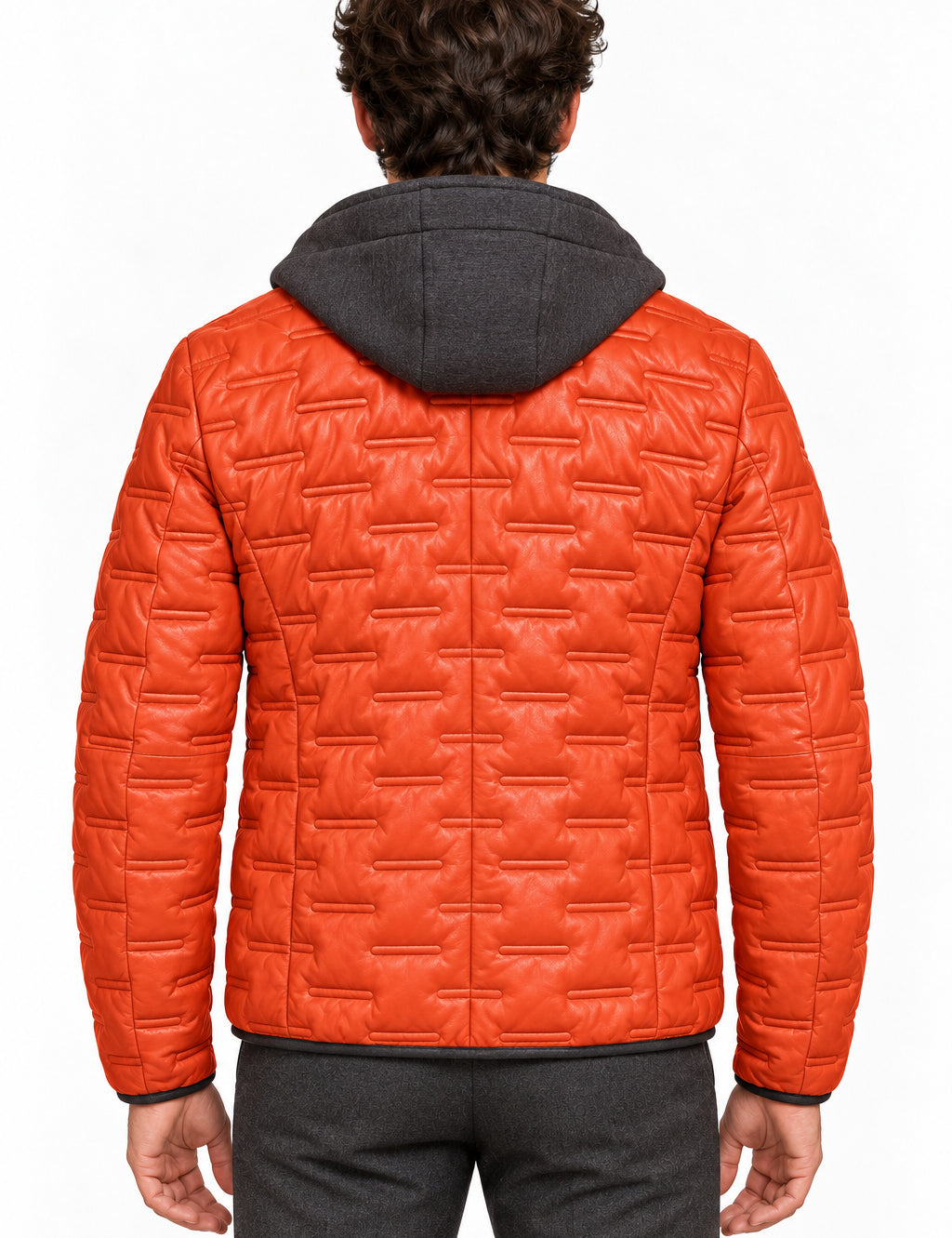 MILESTONE Giacca uomo Alonso arancione in pelle con cappuccio 