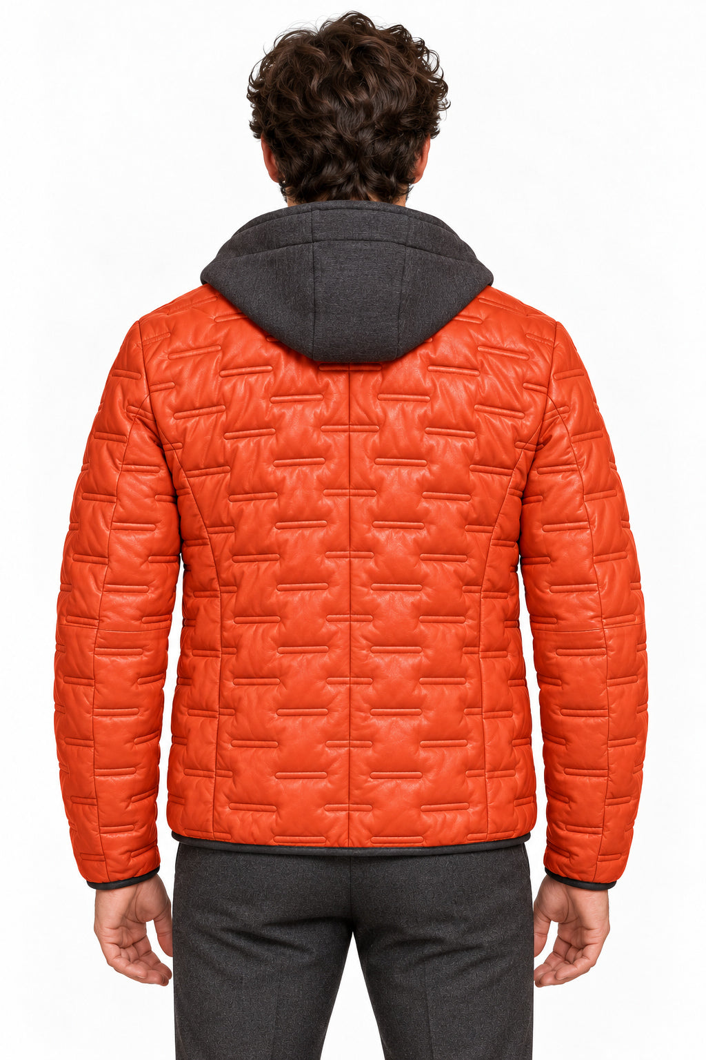 MILESTONE Giacca uomo Alonso arancione in pelle con cappuccio 