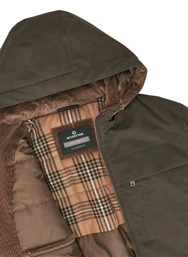 MILESTONE Giacca uomo Harry verde scuro in misto cotone cerato 