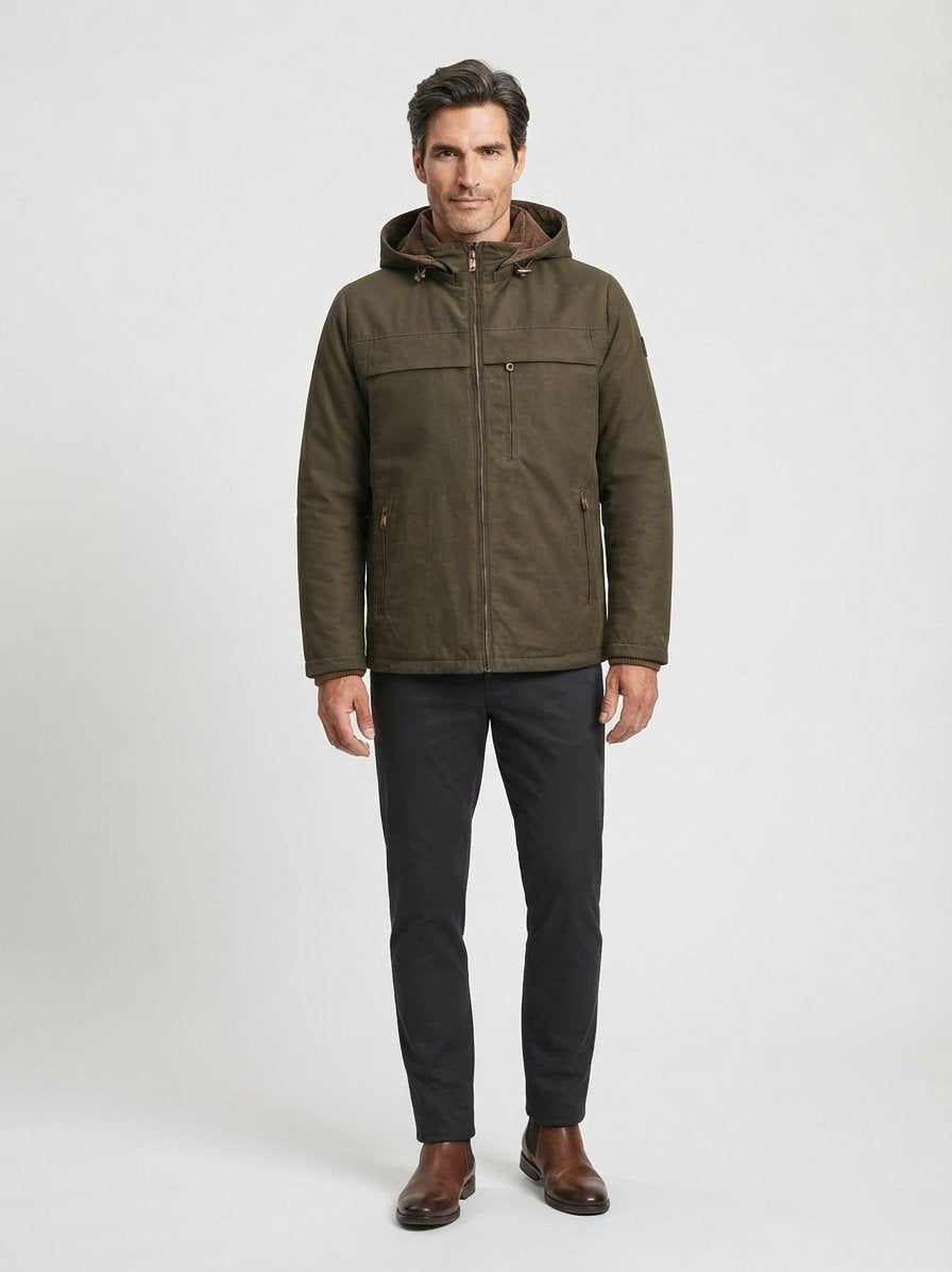 MILESTONE Giacca uomo Harry verde scuro in misto cotone cerato 