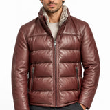 MILESTONE Giacca uomo Kilian bordeaux in pelle trapuntata 