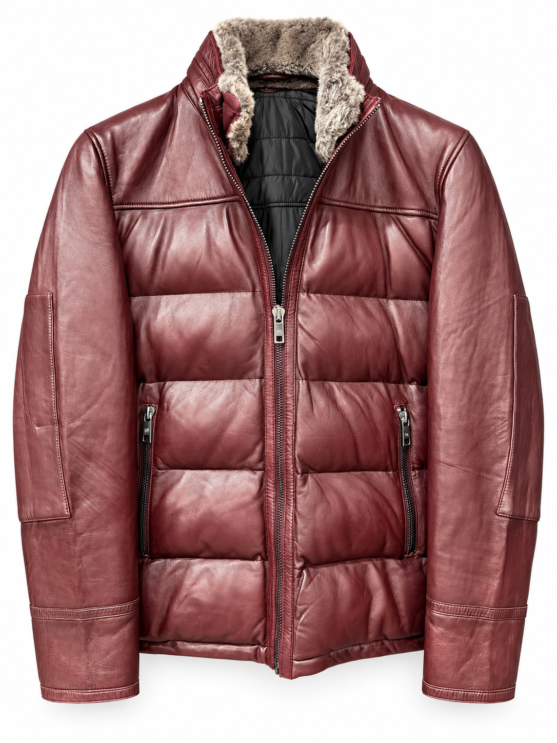 MILESTONE Giacca uomo Kilian bordeaux in pelle trapuntata 