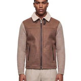 MILESTONE Giacca uomo Miro nocciola in pelle e maglia 