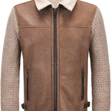 MILESTONE Giacca uomo Miro nocciola in pelle e maglia 