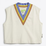 OOF WEAR Gilet donna tennis in cotone con scollo V panna 