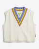 Gilet donna tennis in cotone con scollo V panna