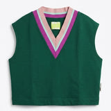 OOF WEAR Gilet donna tennis in cotone con scollo V verde 
