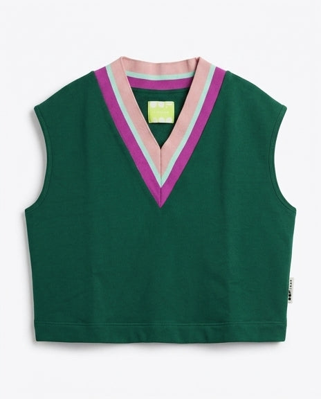 OOF WEAR Gilet donna tennis in cotone con scollo V verde 