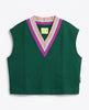 Gilet donna tennis in cotone con scollo V verde